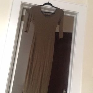 Olive green form fitting ankle length dress